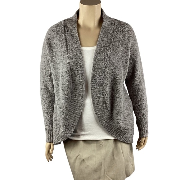UGG Fremont Cocoon Open Front Cardigan Gray Fuzzy Knit Sweater Women’s XL - Picture 1 of 7